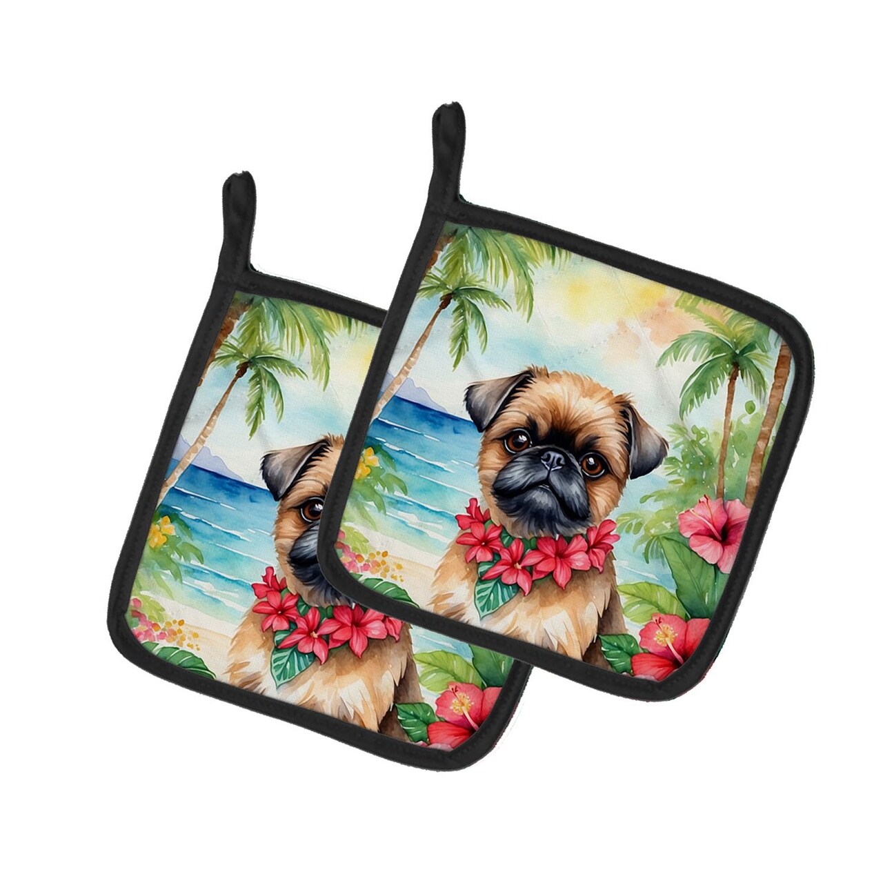 Edge Collections - 7.5" x 7.5" - Multicolor - Brussels Griffon Pot Holders - 1 Pair